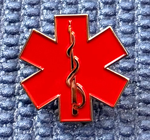 Star of Life / Rod of Asclepius Metal Pin (RED)