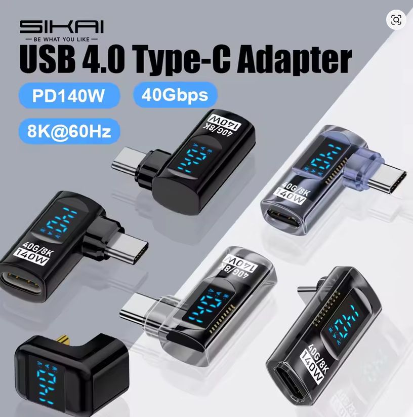 USB-C 90° Angle Adapter (Digital Display, 40Gbps, 140W)