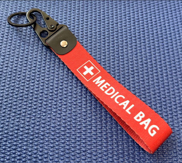 Rugged Medical Bag Tag (Red, Fabric, Embroidered, Double-Sided)