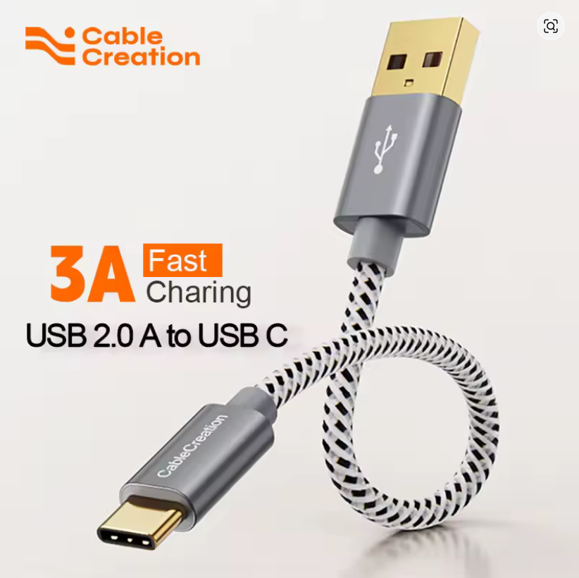 CableCreation USB 2.0 A to C Cable (Fast Charging, 3A, 480Mbps, 0.15m)