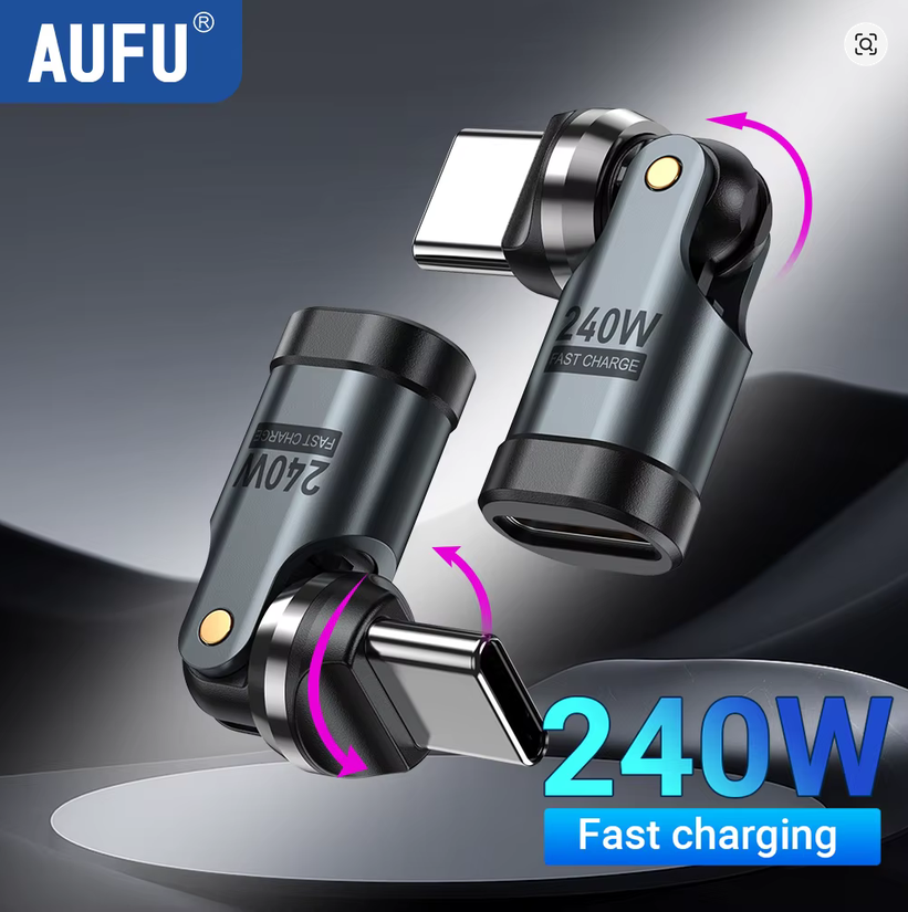 USB-C to USB-C Adapter (540° Rotation, 5A Fast Charge, 240W)