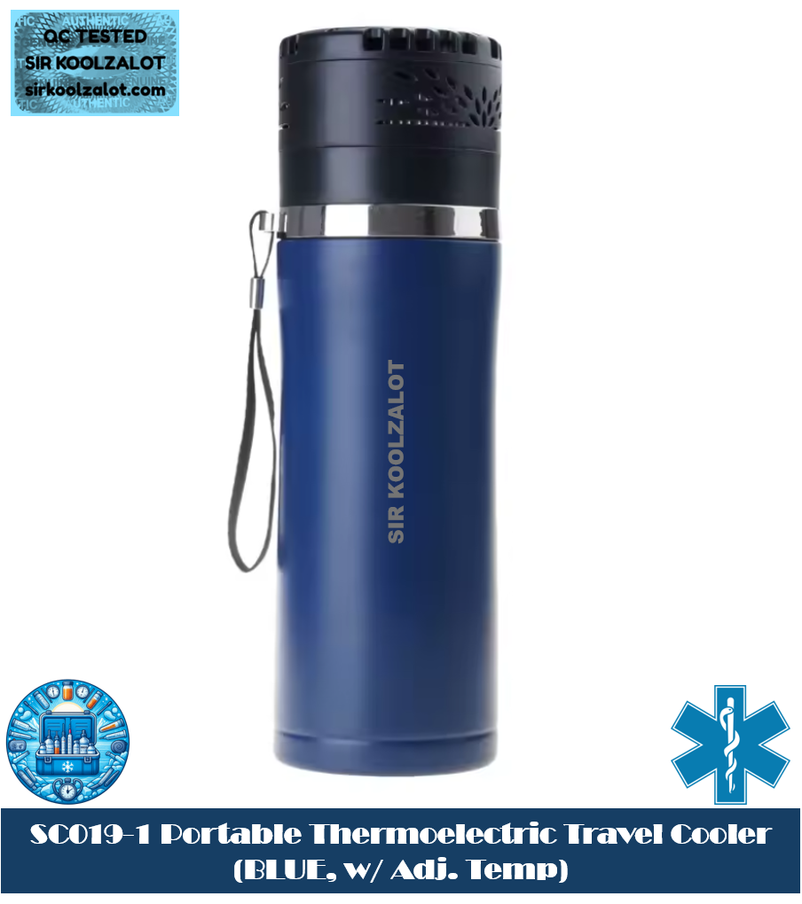 SC019-1 Portable Thermoelectric Travel Cooler (BLUE, w/ Adj. Temp)