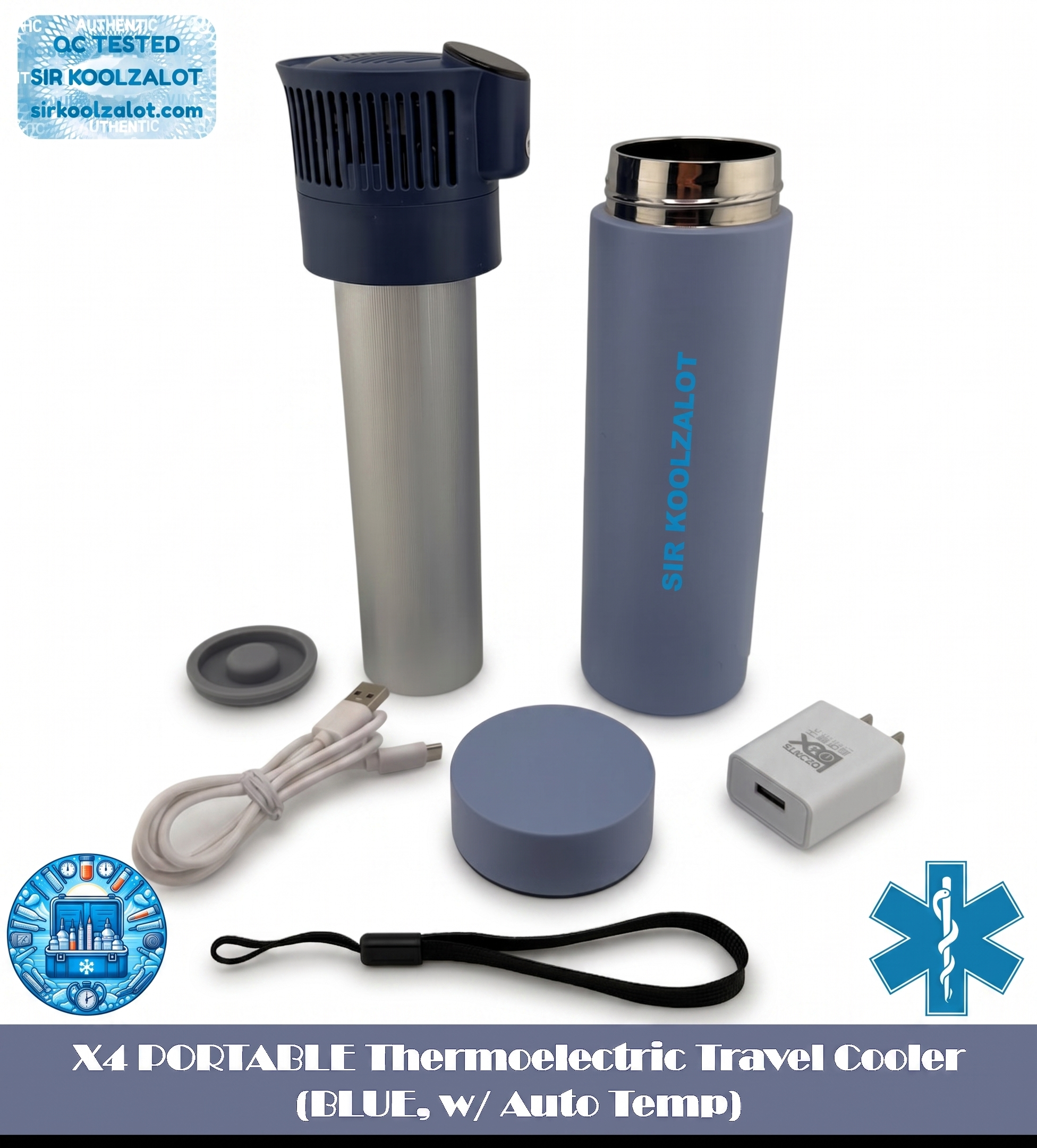 X4 PORTABLE Thermoelectric Travel Cooler (BLUE, w/ Auto Temp)