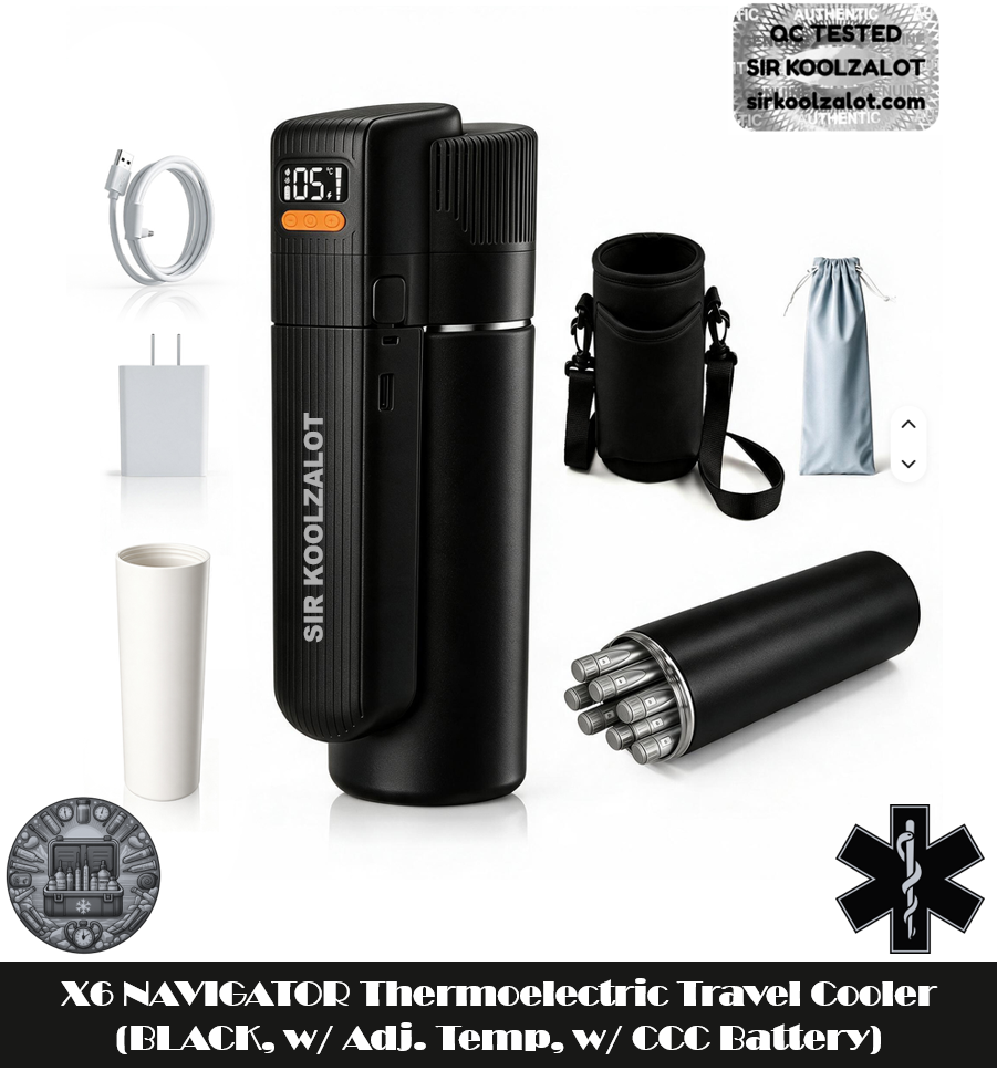 X6 NAVIGATOR Thermoelectric Travel Cooler (BLACK, w/ Adj. Temp, w/ CCC Battery)
